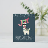サンタハットとサングラスクリスマスを着たラマ シーズンカード (スタンド正面)