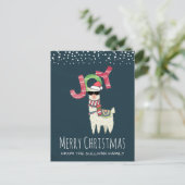 サンタハットとサングラスクリスマスを着たラマ ポストカード (スタンド正面)