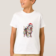 サンタハットとシベリアのハスキーを楽しむ