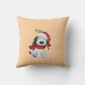 サンタハットとスカーフが付いたかわいいクリスマスドッグ クッション (裏面)