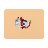 サンタハットとスカーフが付いたかわいいクリスマスドッグ マグネット (横)