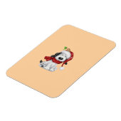 サンタハットとスカーフが付いたかわいいクリスマスドッグ マグネット (左側)