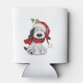 サンタハットとスカーフが付いたかわいいクリスマスドッグ 缶クーラー (裏面)