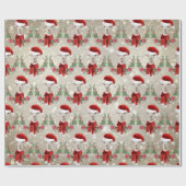 サンタハットとスカーフのクリスマスヤギの金ゴールド ラッピングペーパー (フラット)