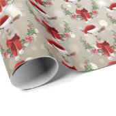 サンタハットとスカーフのクリスマスヤギの金ゴールド ラッピングペーパー (ロールコーナー)