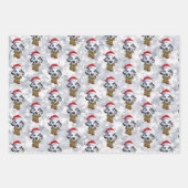 サンタハットとスカーフを身に着けたクリスマスダルマチア ラッピングペーパーシート (正面)