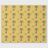 サンタハットとスカーフ付きホリデークリスマスドッグ ラッピングペーパー (フラット)