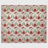 サンタハットとスカーフ金ゴールドのクリスマスヤギkid 2 ラッピングペーパー (フラット)