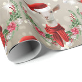 サンタハットとスカーフ金ゴールドのクリスマスヤギkid 2 ラッピングペーパー (ロールコーナー)