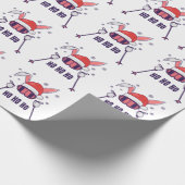 サンタハットとスキーポールSでサンタラビットをスキー ラッピングペーパー (角)