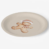 サンタハットとハッピージンジャーブレッドクッキー ペーパープレート (アングル)