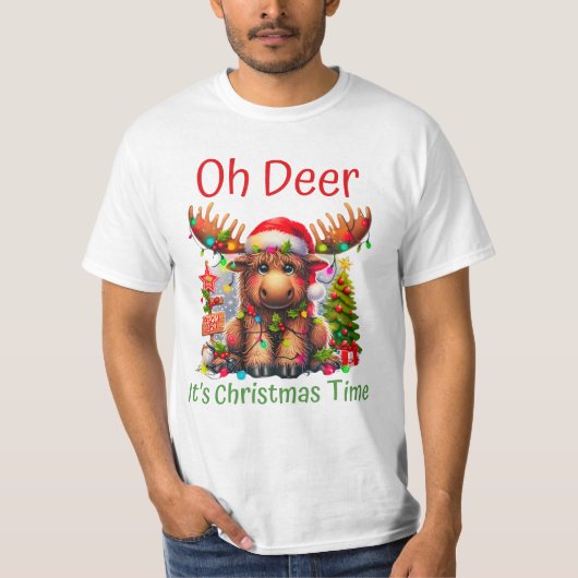 サンタハットとホリダを使った愛らしいクリスマスムース Tシャツ (正面)