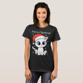 サンタハットとメリークリスマスのかわいい猫 Tシャツ (正面フル)