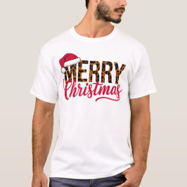 サンタハットとメリークリスマスデザイン Tシャツ