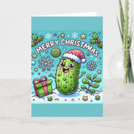 サンタハットとメリークリスマスピックル サンキューカード