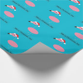 サンタハットとメリークリスマスピンクフラミンゴ ラッピングペーパー (角)