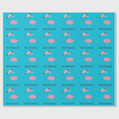 サンタハットとメリークリスマスピンクフラミンゴ ラッピングペーパー (フラット)