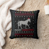 サンタハットとメリークリスマスホース クッション (ブランケット)