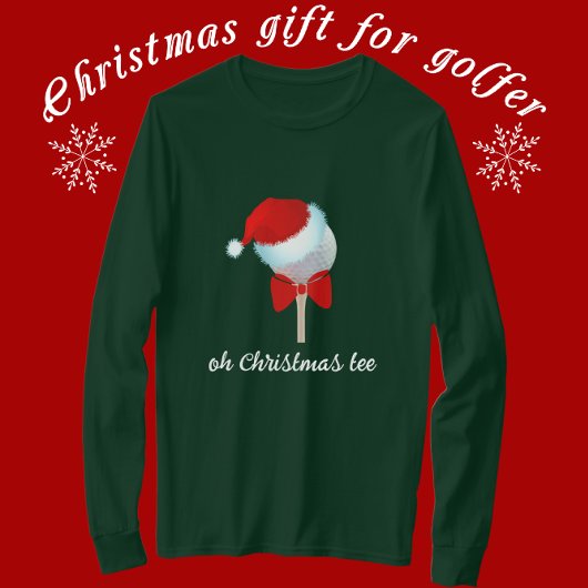 サンタハットとレッドボウ付きゴルフボール Tシャツ