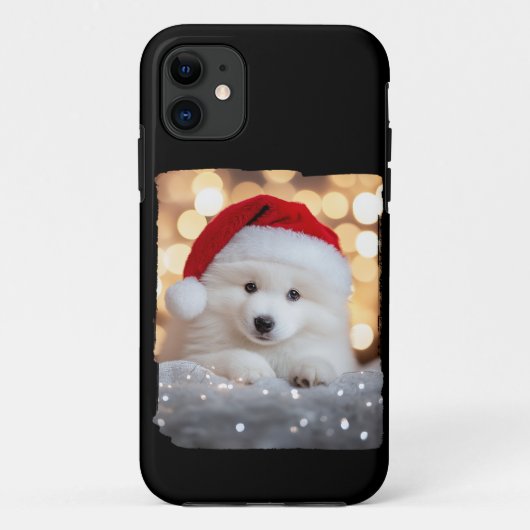 サンタハットと一緒に楽しいクリスマスのサモの子犬 Case-Mate iPhoneケース (裏面)