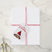 サンタハットと奇妙なかわいいおもしろい犬 ギフトタグ (より糸付き)