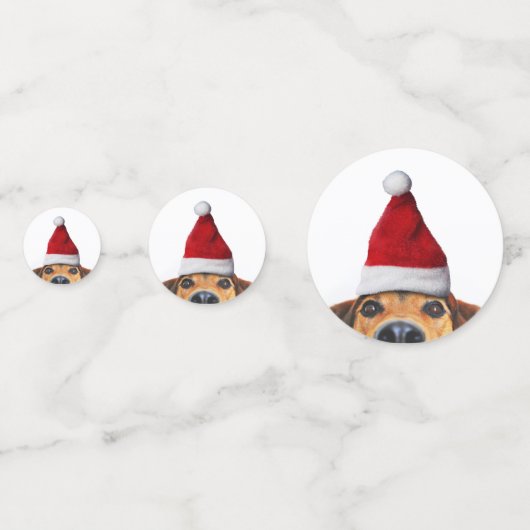 サンタハットと奇妙なかわいいおもしろい犬 コンフェッティ (裏面)