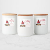 サンタハットと奇妙なかわいいおもしろい犬 フードラベル (ボトル)