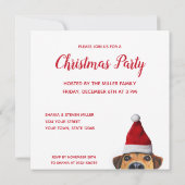 サンタハットと奇妙なかわいいおもしろい犬 招待状 (裏面)