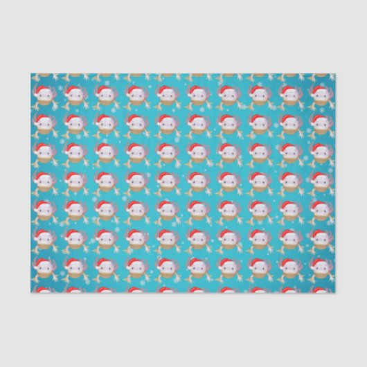 サンタハットと妖精の灯り付きクリスマスアクソロトル 薄葉紙 (正面)