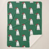 サンタハットと怖いクリスマス幽霊 シェルパブランケット (正面)