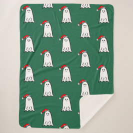 サンタハットと怖いクリスマス幽霊 シェルパブランケット