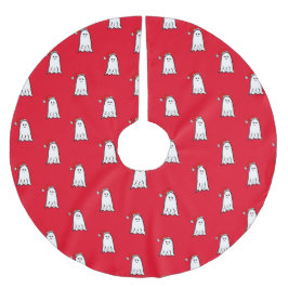 サンタハットと怖いクリスマス幽霊 ブラッシュドポリエステルツリースカート