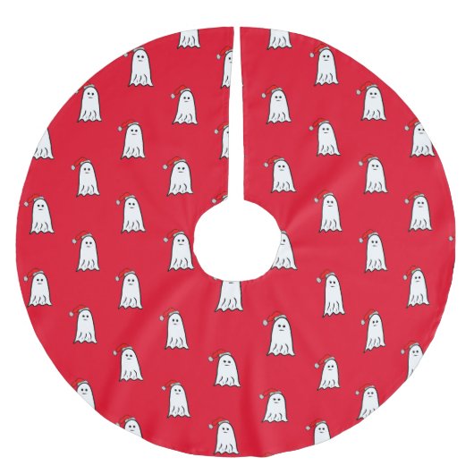 サンタハットと怖いクリスマス幽霊 ブラッシュドポリエステルツリースカート (正面)