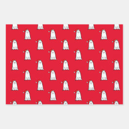 サンタハットと怖いクリスマス幽霊 ラッピングペーパーシート