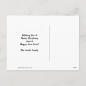 サンタハットと木に囲まれたLGMは世界に喜ぶ シーズンポストカード (裏面)