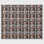 サンタハットと美しいオーストラリアの羊飼い ラッピングペーパー (フラット)