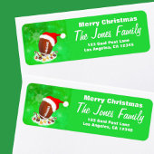 サンタハットと軽食で楽しいクリスマスフットボール ラベル