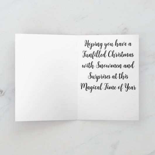 サンタハットと雪だるま付きマーメイドのクリスマスカード カード (内部)