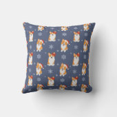 サンタハットと雪片パターンのコーギー クッション (裏面)