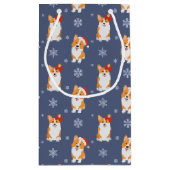 サンタハットと雪片パターンのコーギー スモールペーパーバッグ (裏面)