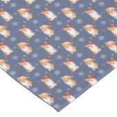 サンタハットと雪片パターンのコーギー テーブルクロス (アングル)