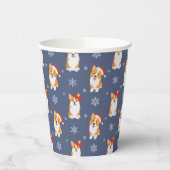 サンタハットと雪片パターンのコーギー 紙コップ (左)
