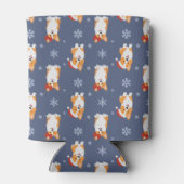 サンタハットと雪片パターンのコーギー 缶クーラー (裏面)