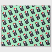 サンタハットと黒いドイツの羊飼い ラッピングペーパー (フラット)