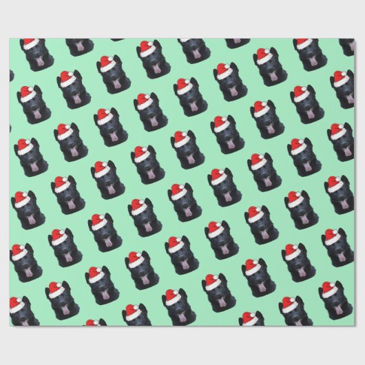 サンタハットと黒いドイツの羊飼い ラッピングペーパー (フラット)