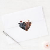 サンタハットと〔雄ジカの〕枝角 ハートシール (封筒)