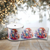 サンタハットにアニメガール水の色のクリスマス サテンリボン