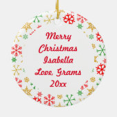 サンタハットにアニメガール水の色のクリスマス セラミックオーナメント (裏面)