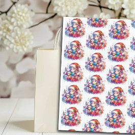 サンタハットにアニメガール水の色のクリスマス 薄葉紙