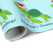 サンタハットにウミガメ海クリスマスホリデー ラッピングペーパー (ロールコーナー)